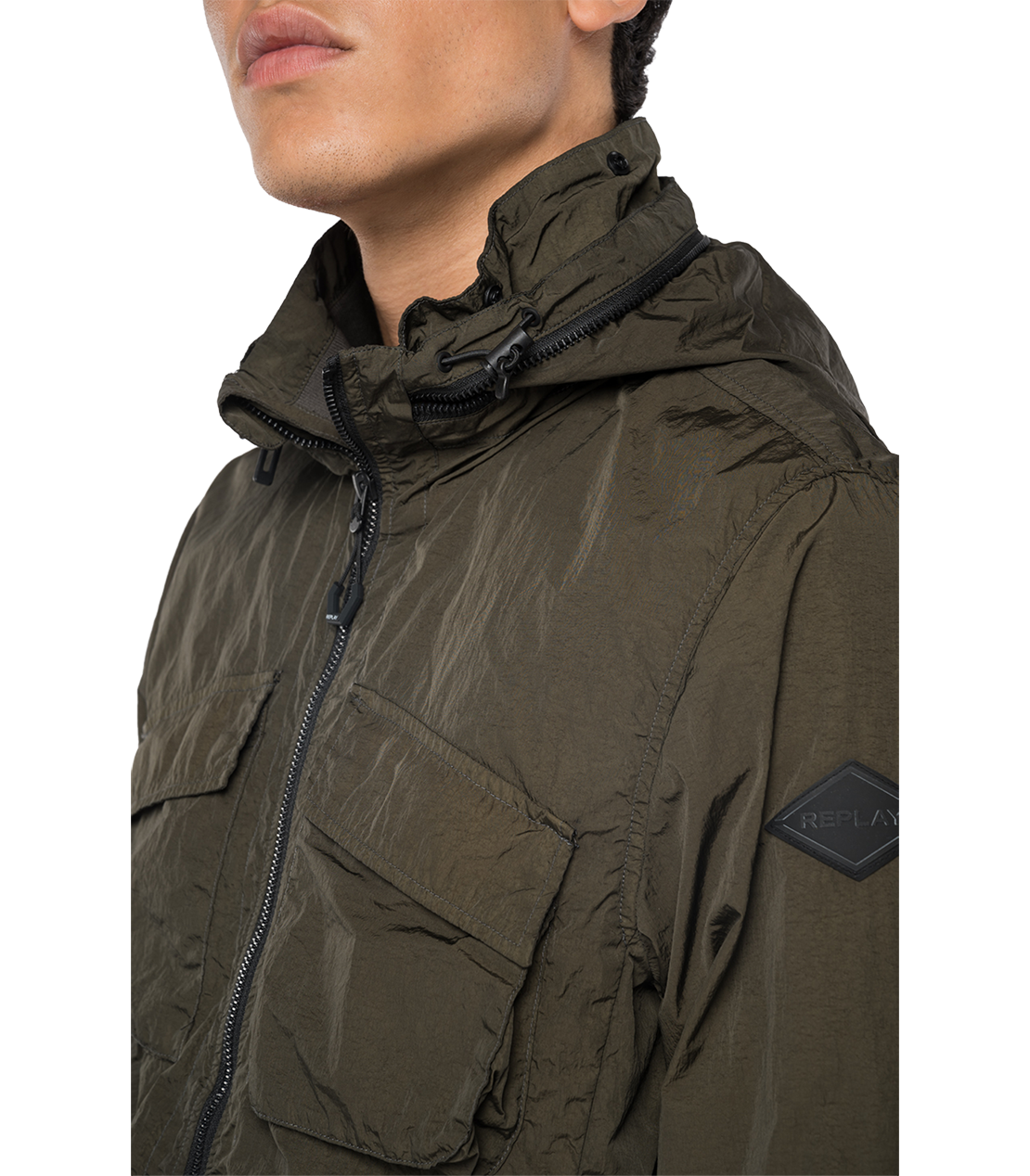 ガーメントダイ ナイロンポプリン ウィンドウジャケット 詳細画像 グリーンブラック 6